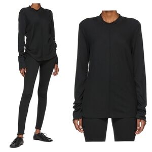 Raquel Allegra Black Long Sleeve Fitted T-Shirt